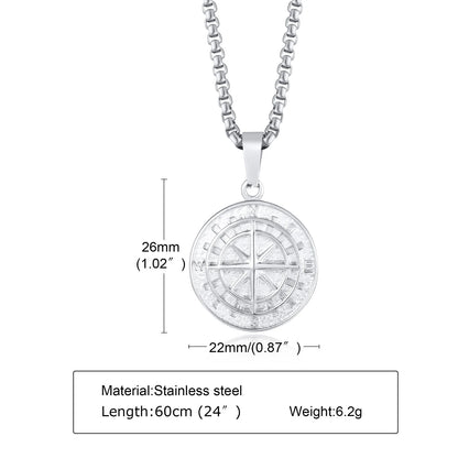 Ariel Men Compass Pendant Necklaces