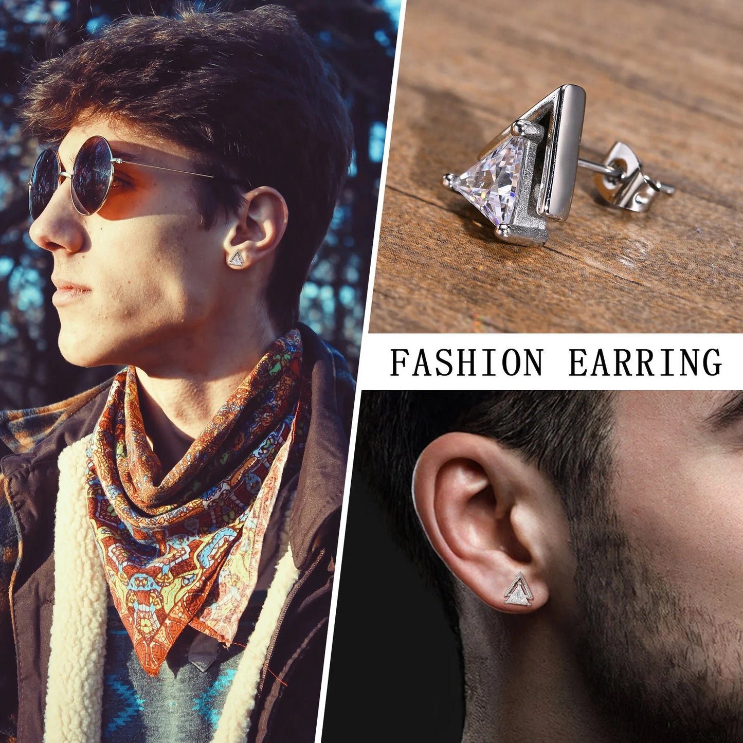 Ariel Punk Stud Earrings for Men