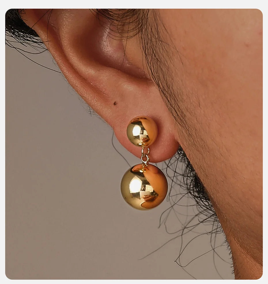 Two ball gold earrings