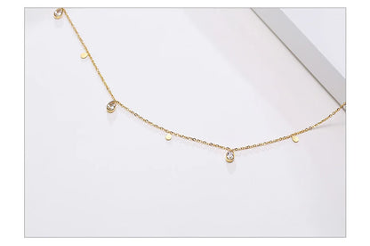 Elegant CZ Stone Choker Necklaces for Women,Gold Color Stainless Steel Birthday Party Jewelry,Collar Gift for Her