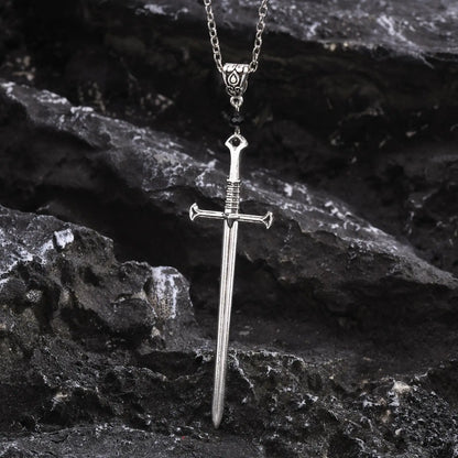 Ariel Men Punk Rock Sword Cross Pendant Necklace