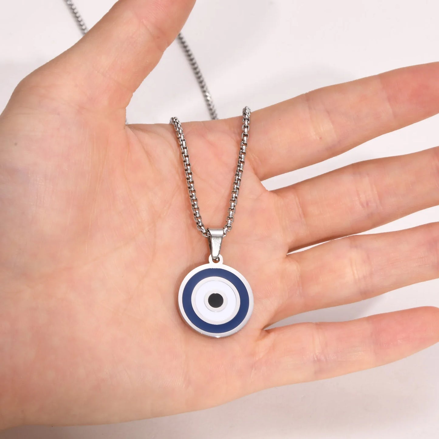 Ariel Turkish Lucky Double Layer Evil Eyes Pendant Necklace for Men