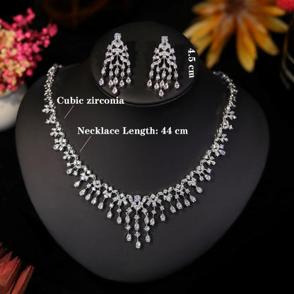 Ariel Luxury Cubic Zircon Necklace Earrings Set