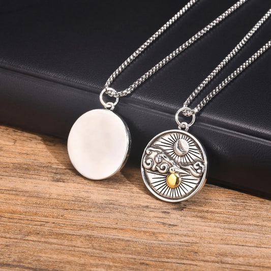 Ariel Natural Moon Sun Cloud Pendant Necklace for Men