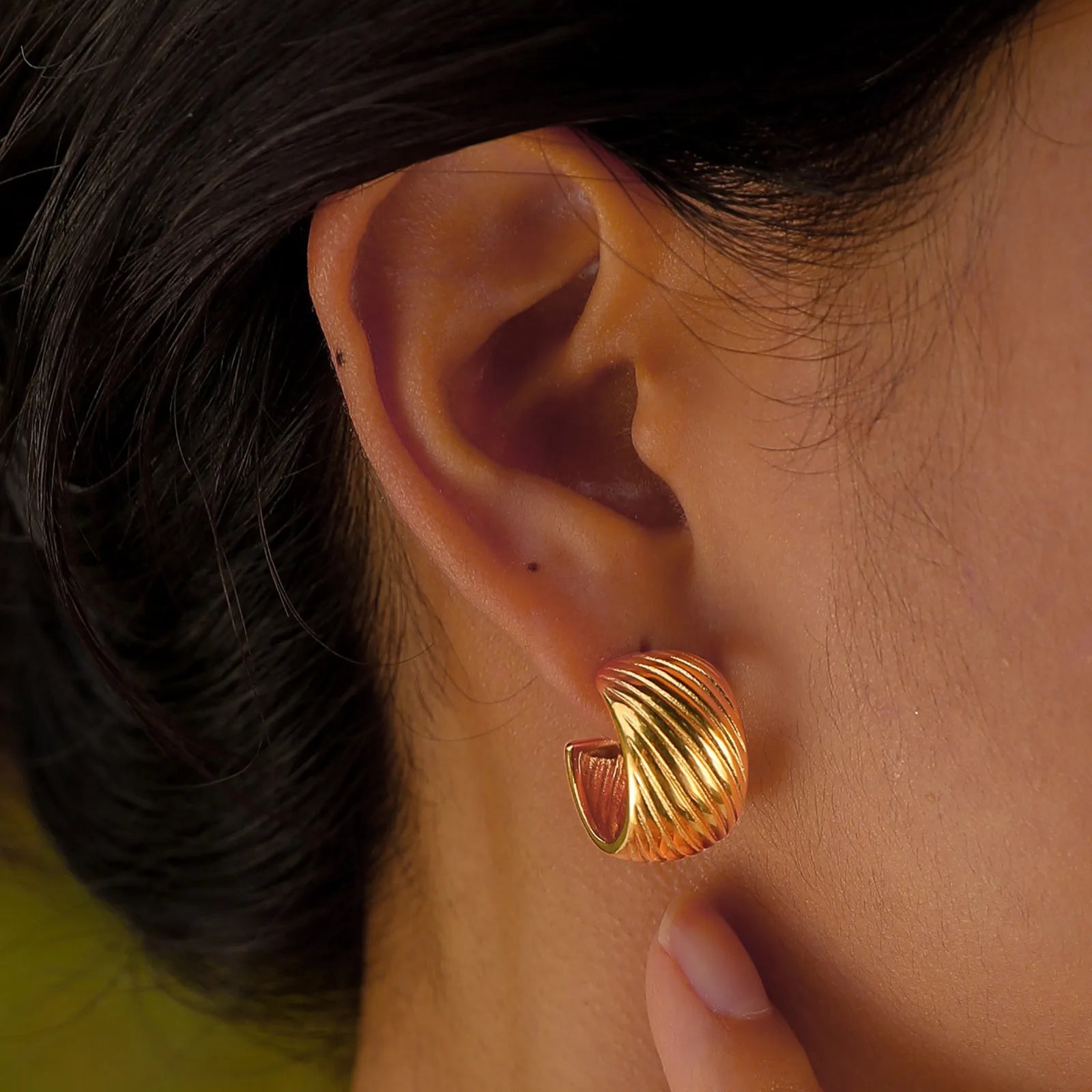 Gold plated hoop earrings at Ariel jewels