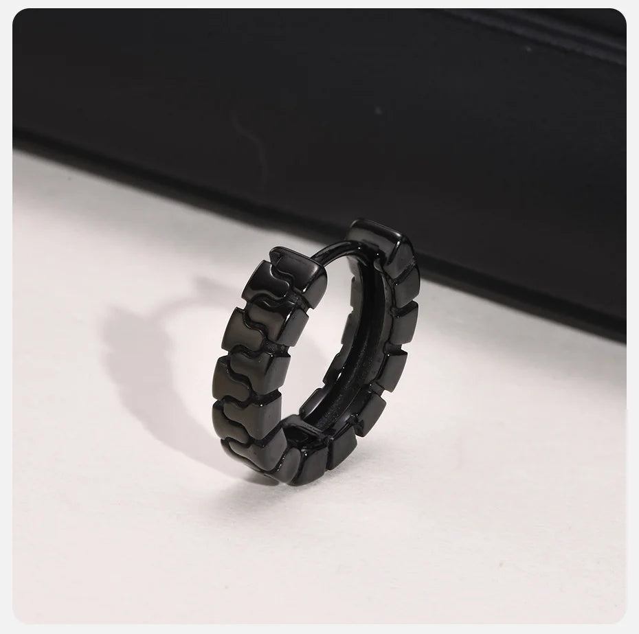 Ariel Cool Punk Zipper Textured Small Huggie Hoop Earrings for Men