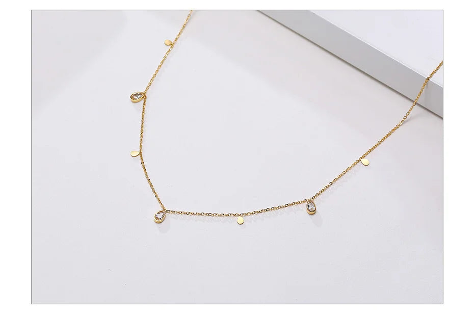 Elegant CZ Stone Choker Necklaces for Women,Gold Color Stainless Steel Birthday Party Jewelry,Collar Gift for Her