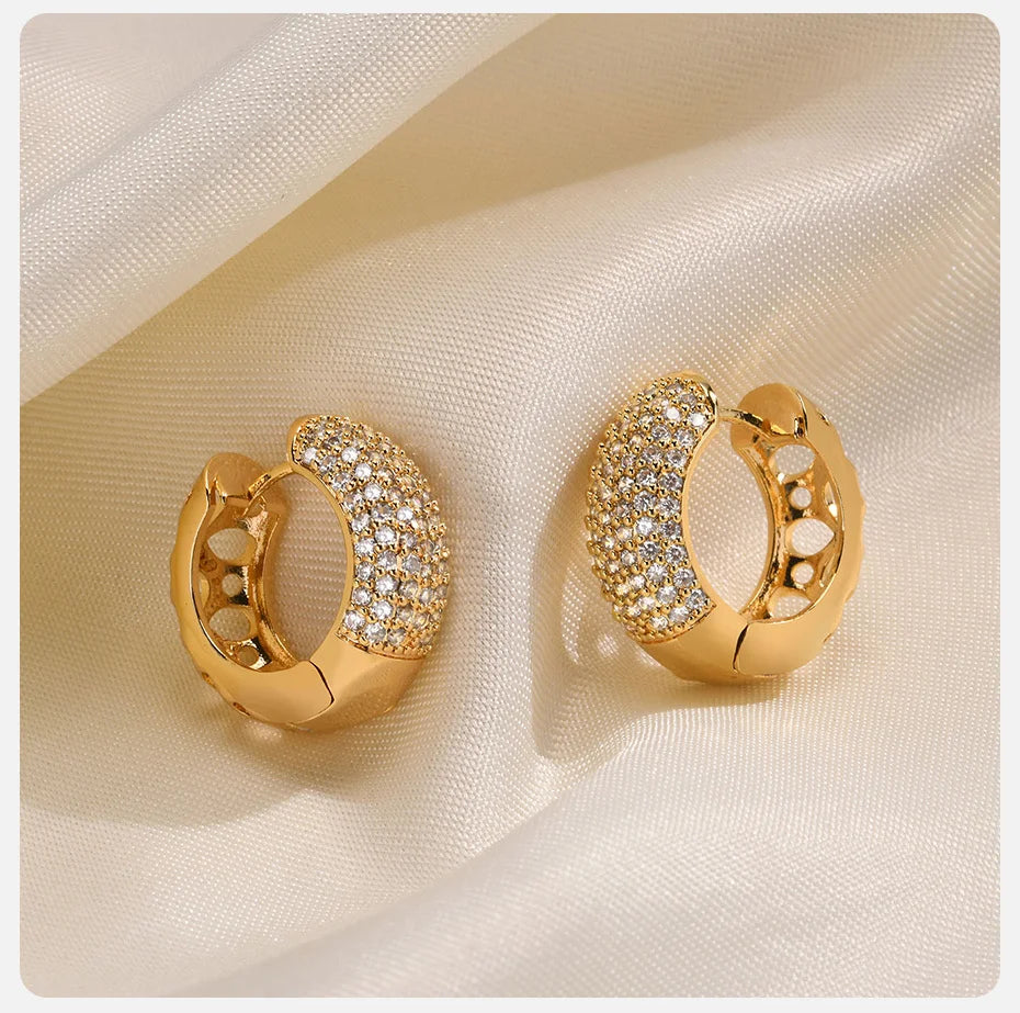 Ariel Cubic Zirconia Round Hoop Earrings for Women