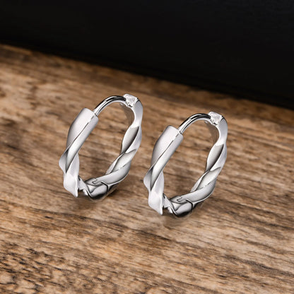 Ariel Simple Twisted Mobius Hoop Huggie Earrings for Men