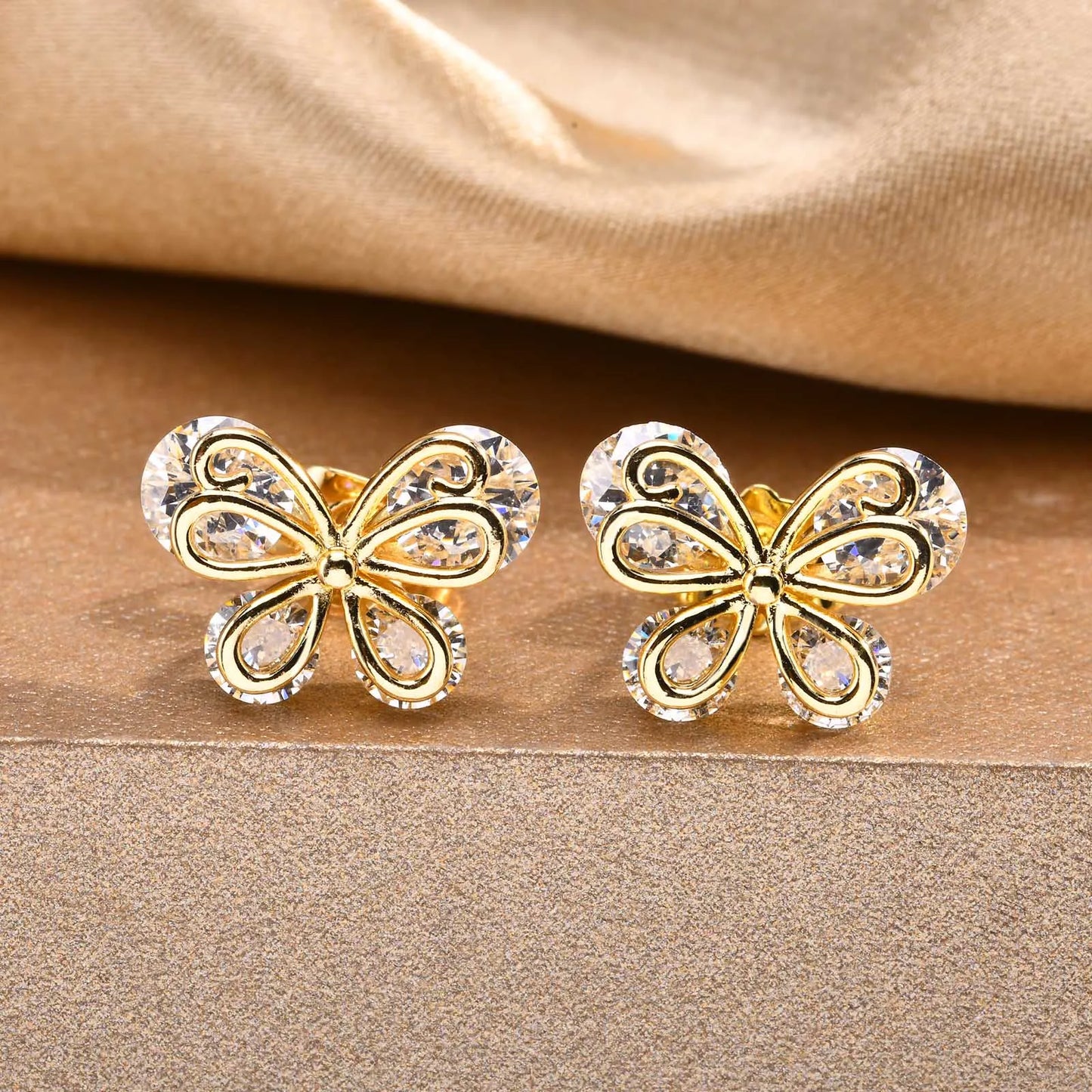 Ariel Cubic Zirconia Butterfly Stud Earrings for Women