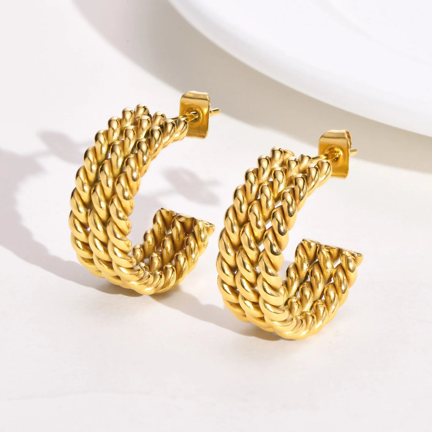 Ariel Chic Twisted Chain Hoop Earrings for Women