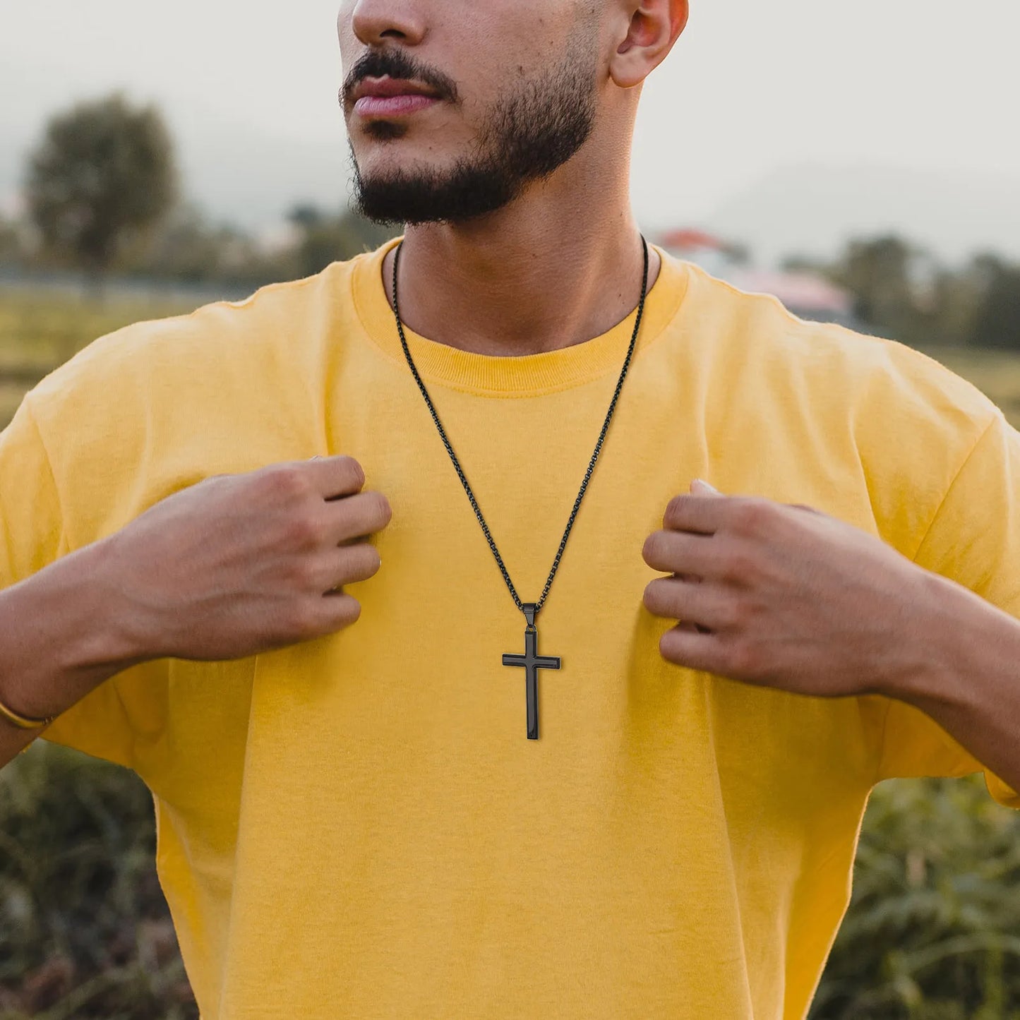 Ariel Simple Men Cross Pendant Necklace