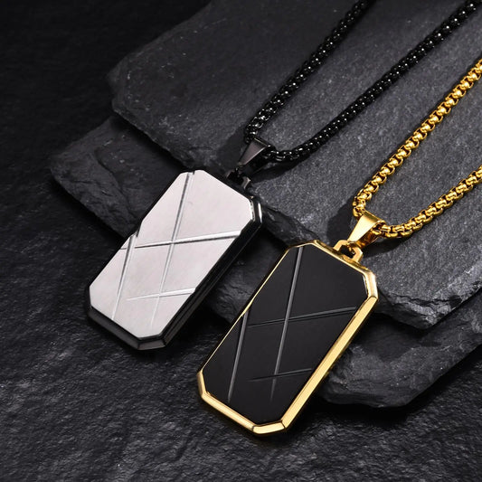 Ariel Men Heavy Stainless Steel Rectangle Necklace