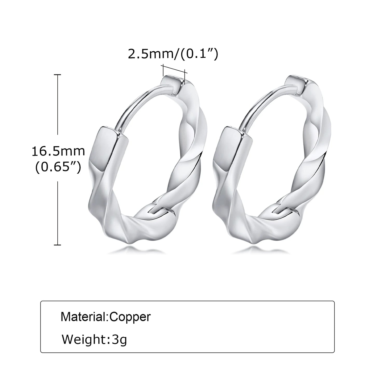 Ariel Simple Twisted Mobius Hoop Huggie Earrings for Men