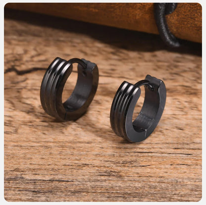 Ariel Grooved Hoop Earrings for Men