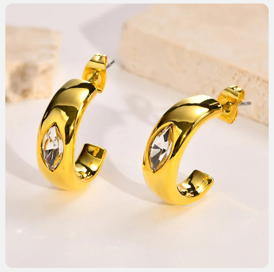 Ariel Minimalist C Shaped Hoop Earrings