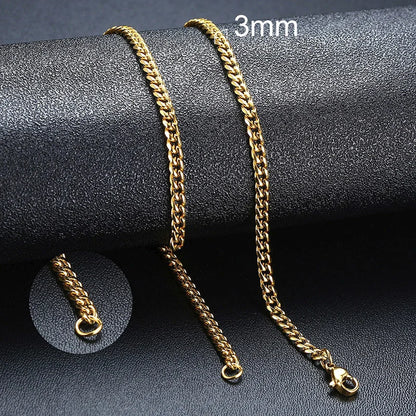 Ariel 3-7mm Cuban Chain Necklaces for Men