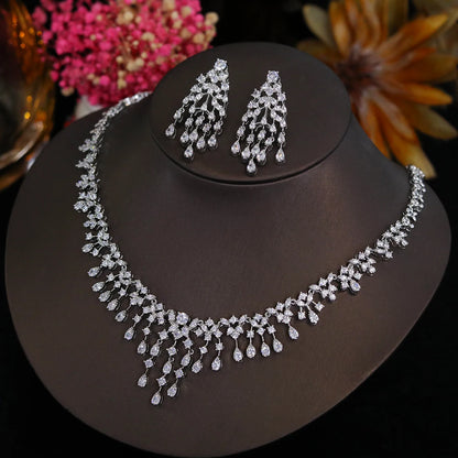 Ariel Luxury Cubic Zircon Necklace Earrings Set