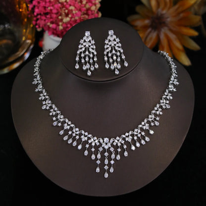 Ariel Luxury Cubic Zircon Necklace Earrings Set