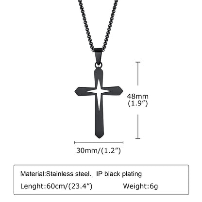 Ariel Stainless Steel Hollow Star Cross Pendant Necklace