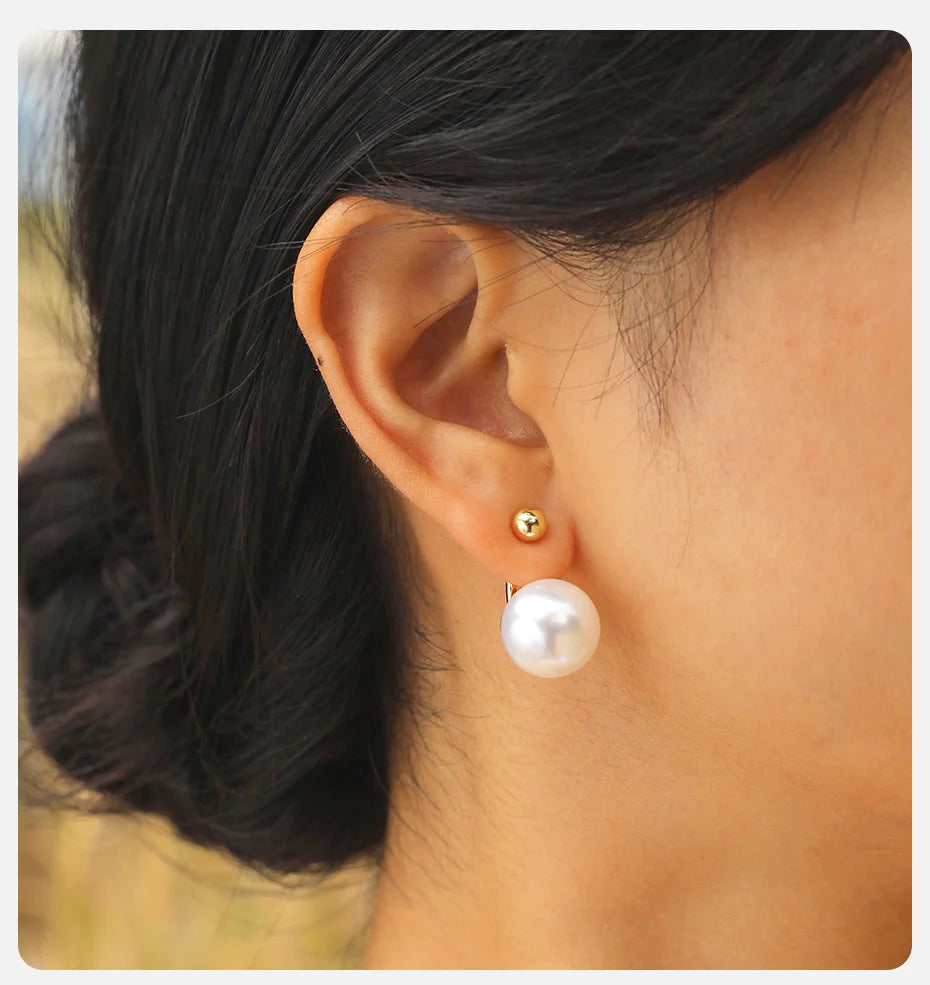 Ariel Minimalist Round Simulated Pearl Earrings for Women