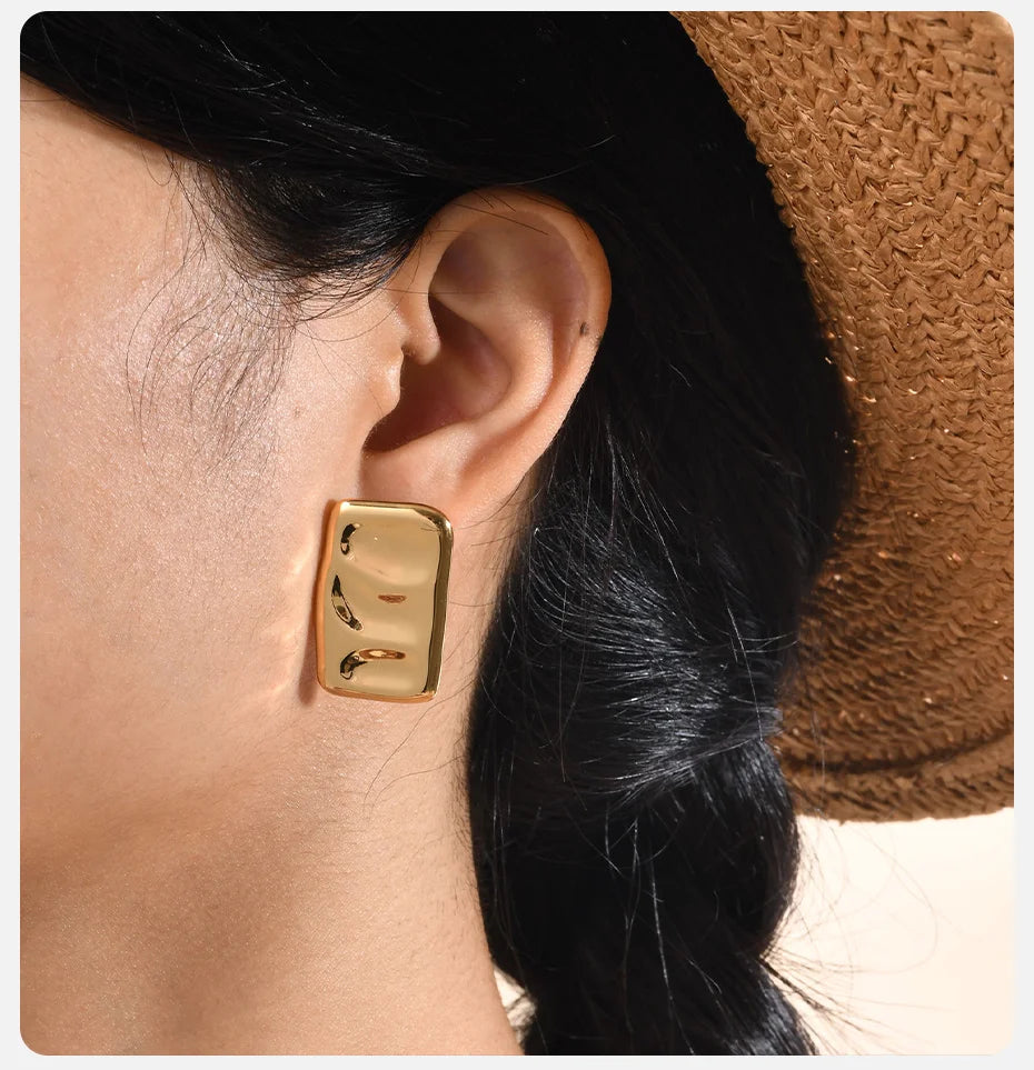 Ariel Geometric Rectangle Bar Stud Earrings for Women