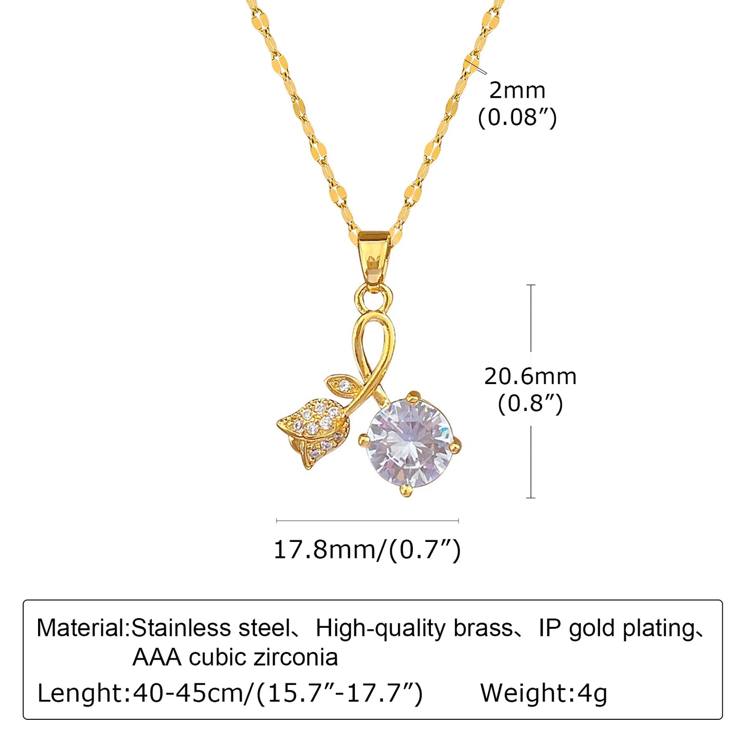 Ariel Bling CZ Stone Rose Necklaces for Women