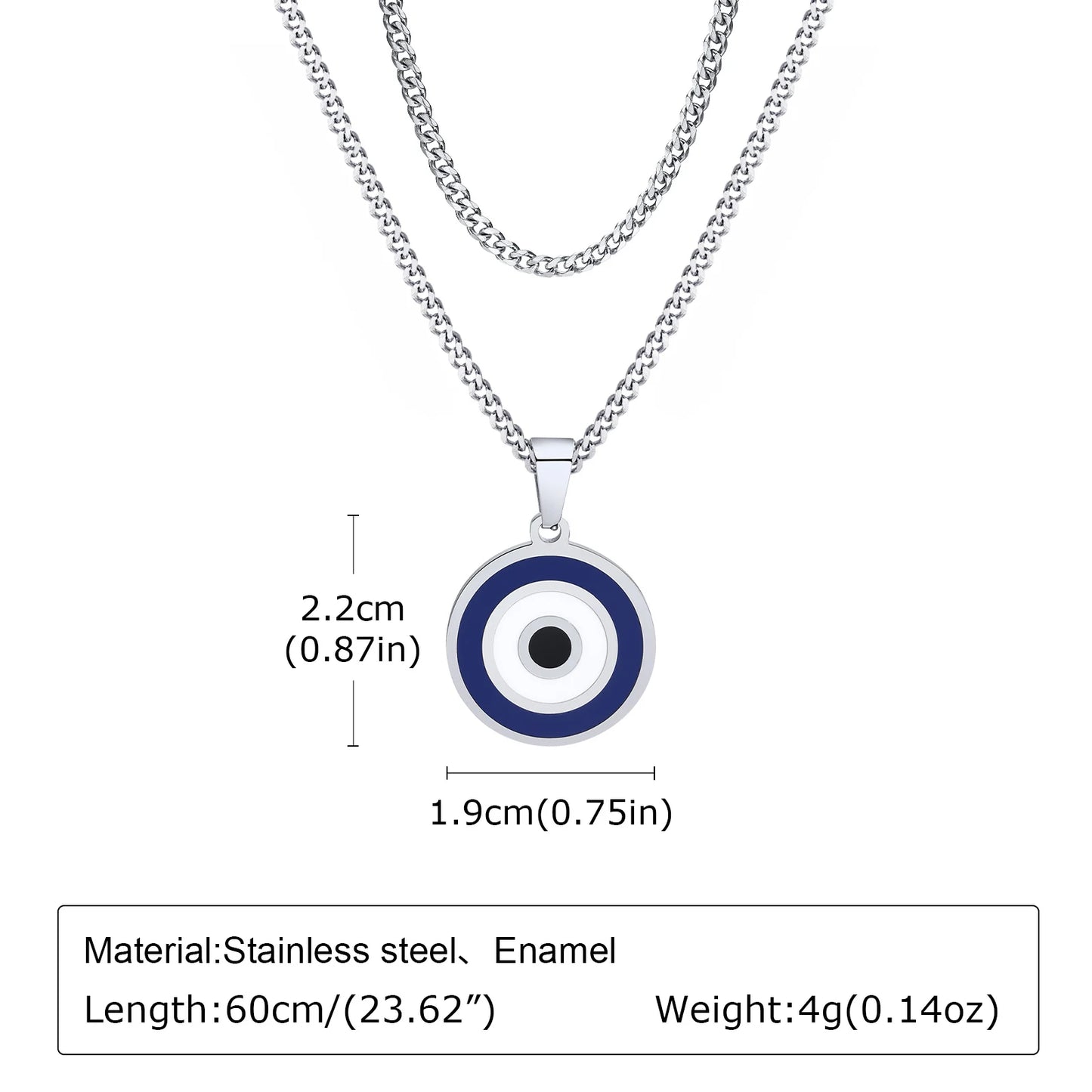 Ariel Turkish Lucky Double Layer Evil Eyes Pendant Necklace for Men