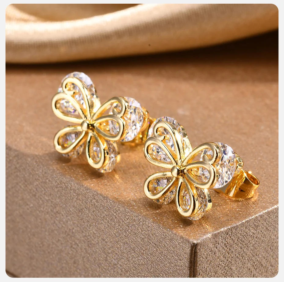 Ariel Cubic Zirconia Butterfly Stud Earrings for Women