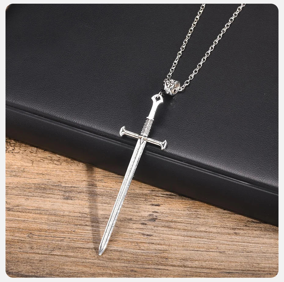 Ariel Men Punk Rock Sword Cross Pendant Necklace