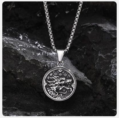 Ariel Punk Rock Stainless Steel Dragon Head Pendant Necklaces for Men